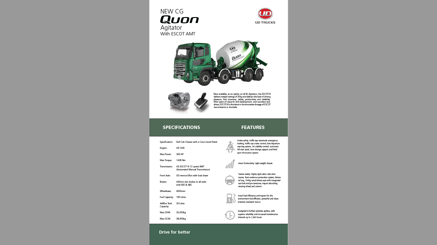 UD 8L Quon Agitator with ESCOT