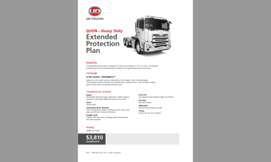UD Quon Heavy Duty Extended Protection Plan Info Sheet