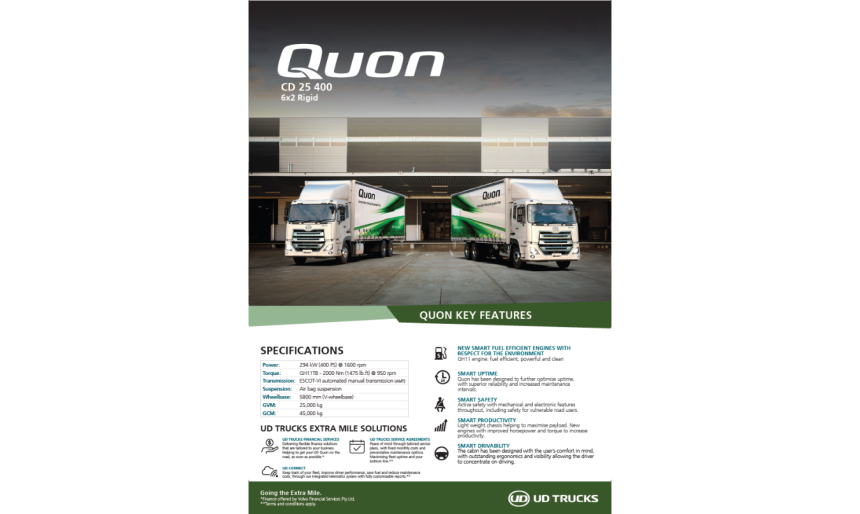 Quon CD 25 400 Spec Sheet