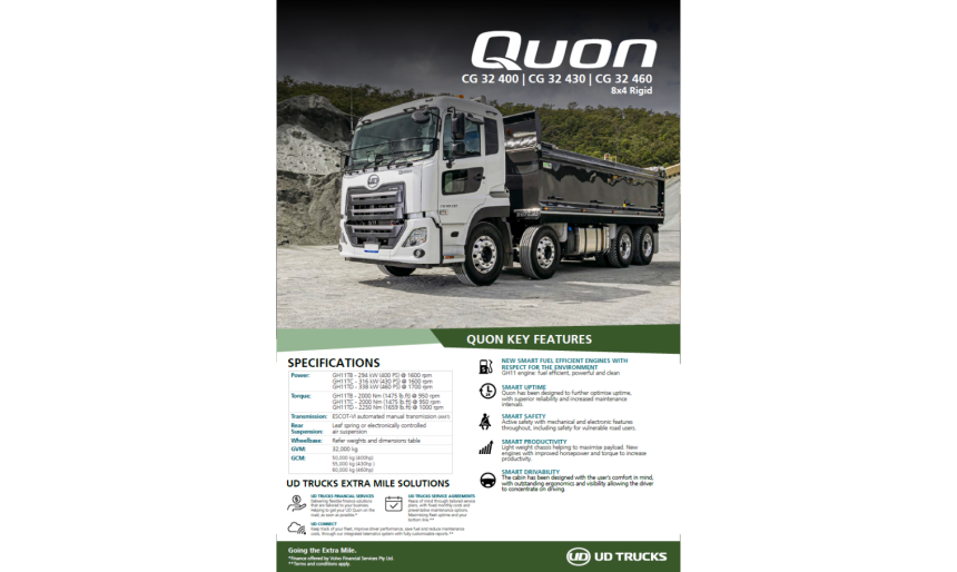 Quon CG 32 400 430 460 Spec Sheet