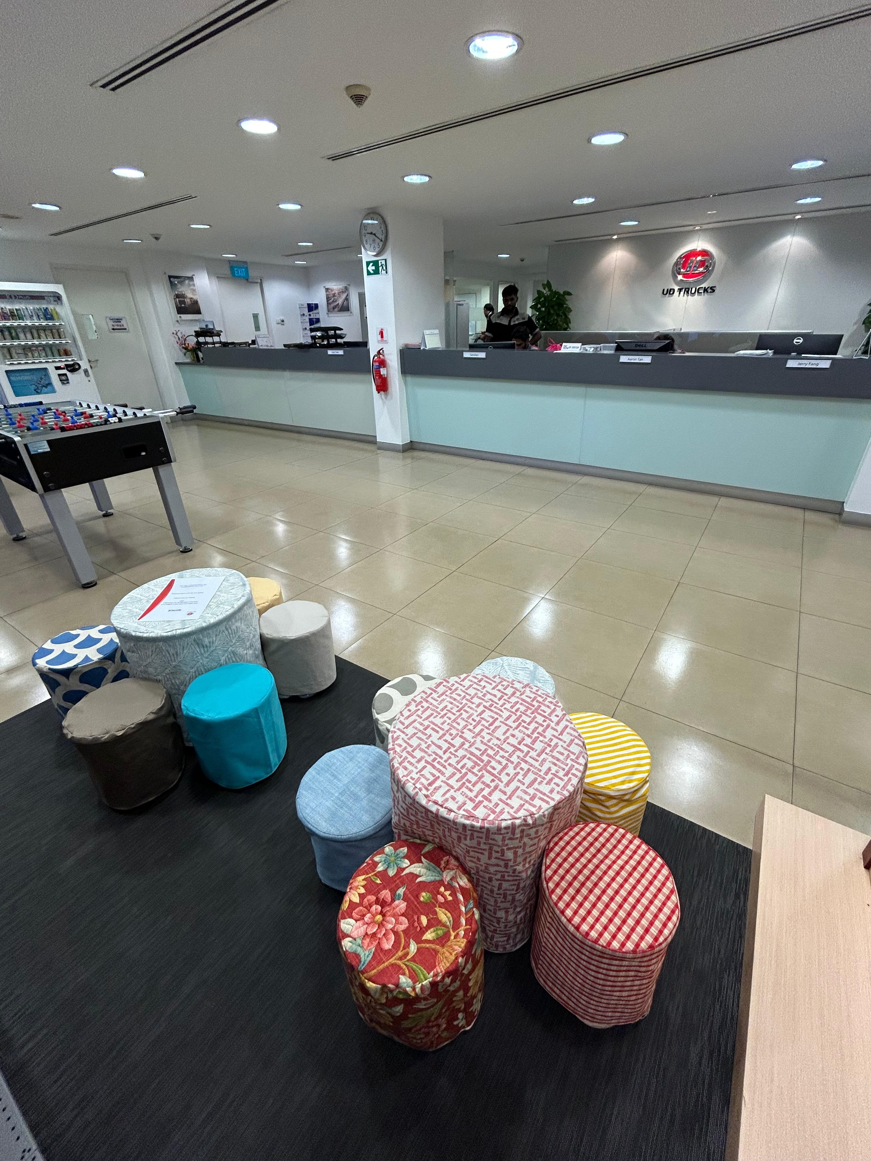 Showcase of completed products at the dealership office