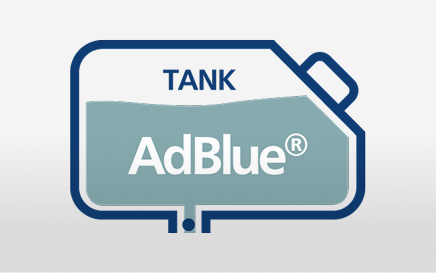 Grafik tangki dengan cairan berlabel "TANK AdBlue" berwarna biru muda.