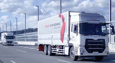 Quon platooning trial on Japanese highway