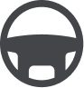 Steering wheel icon in dark grey
