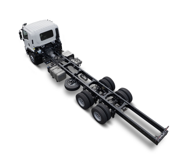 Condor White truck chassis with six wheels on a white background.