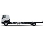 White cab chassis truck with no cargo or bed on a white background.